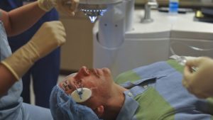 man getting an eye surgery