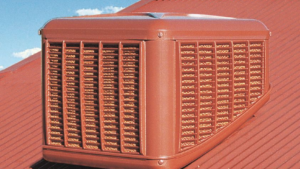 evaporative cooler on a roof