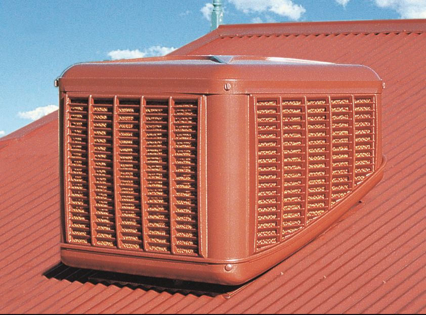 evaporative cooler on a roof